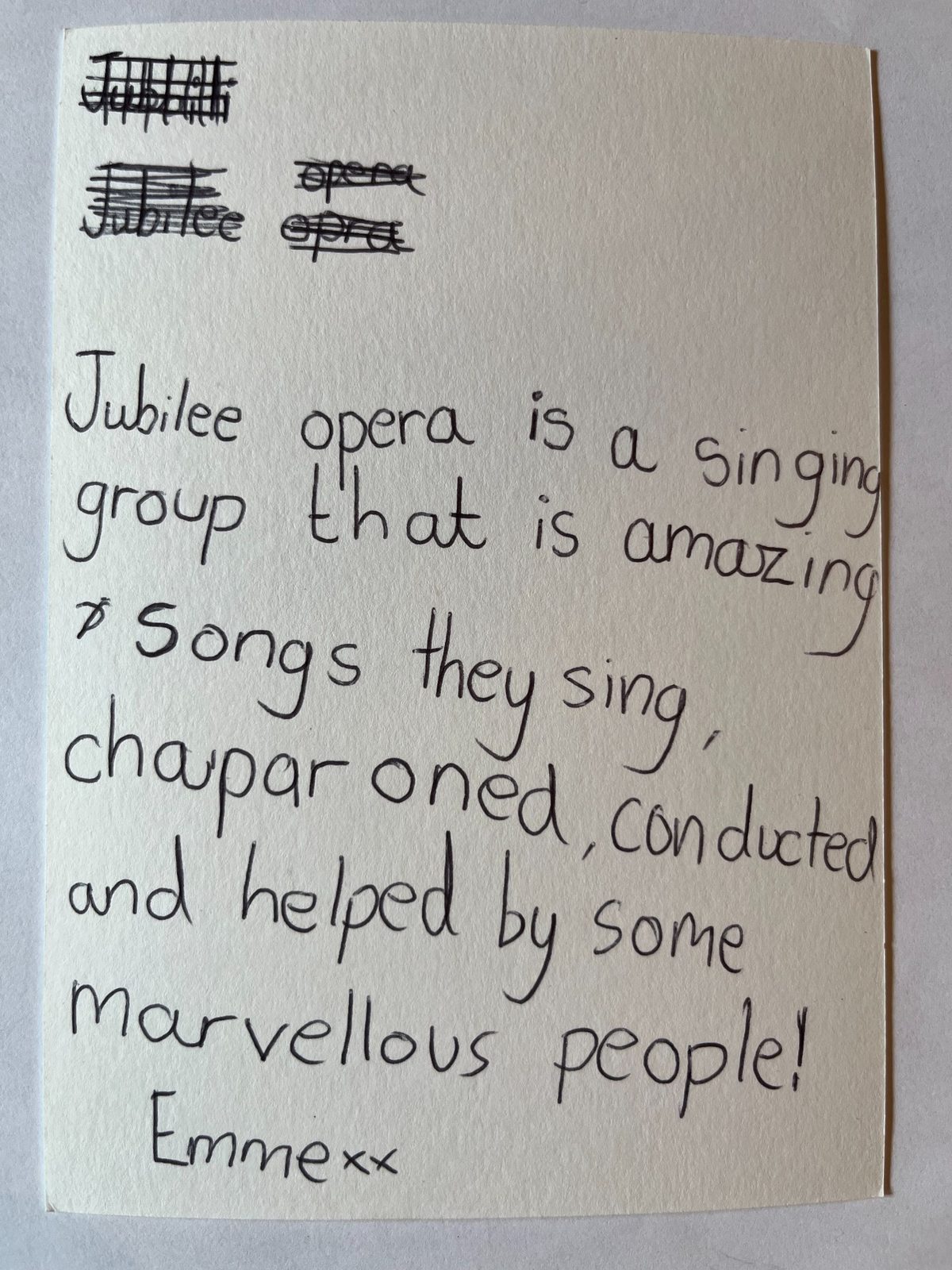 Handwritten participant feedback